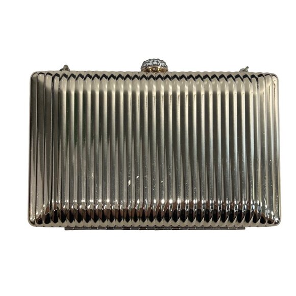 Charming Charlie Women's Gold Crossbody RSVP Evening Clutch Purse Sz S - Picture 4 of 10